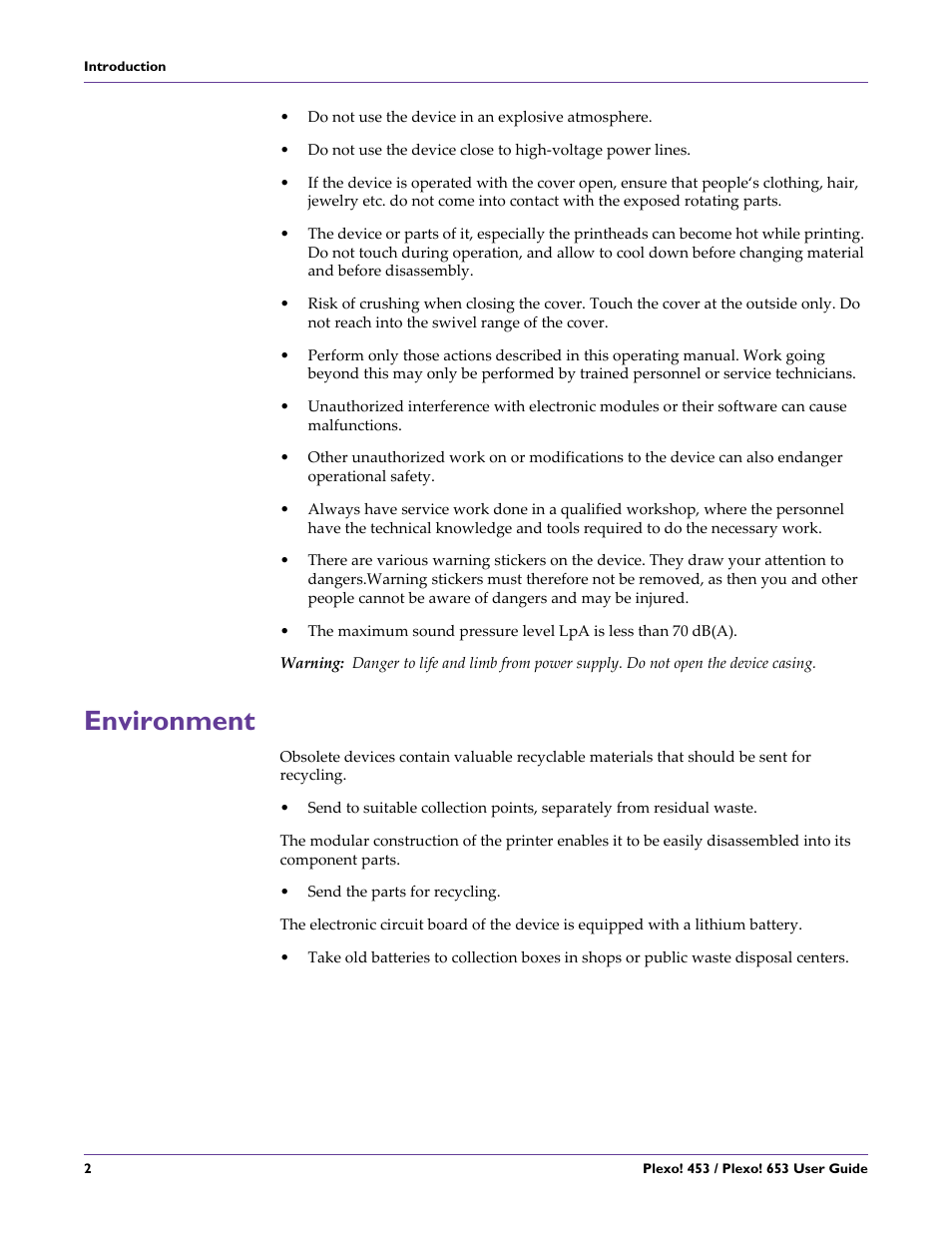 Environment | QuickLabel Plexo! 653 User Manual | Page 14 / 121