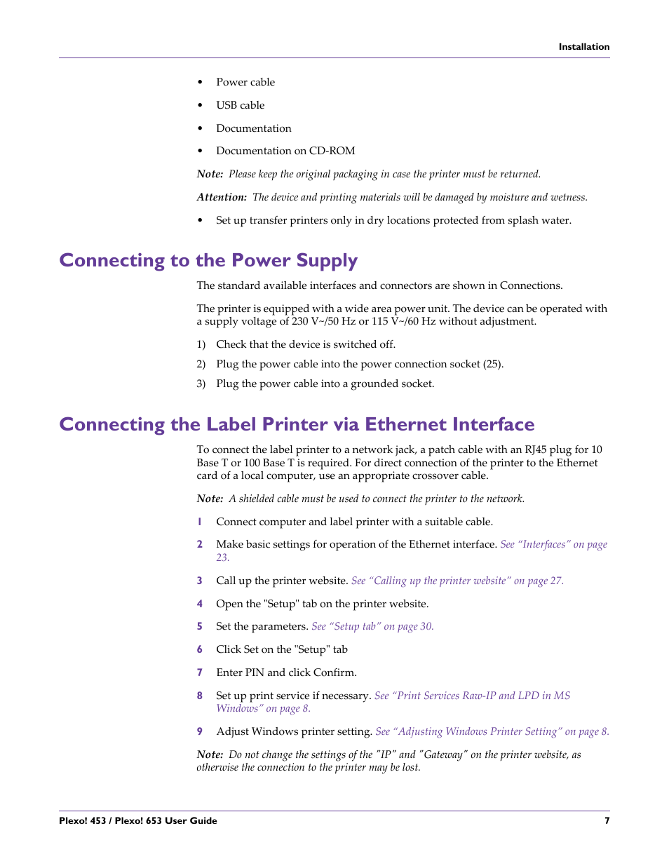 Connecting to the power supply | QuickLabel Plexo! 653 User Manual | Page 19 / 121