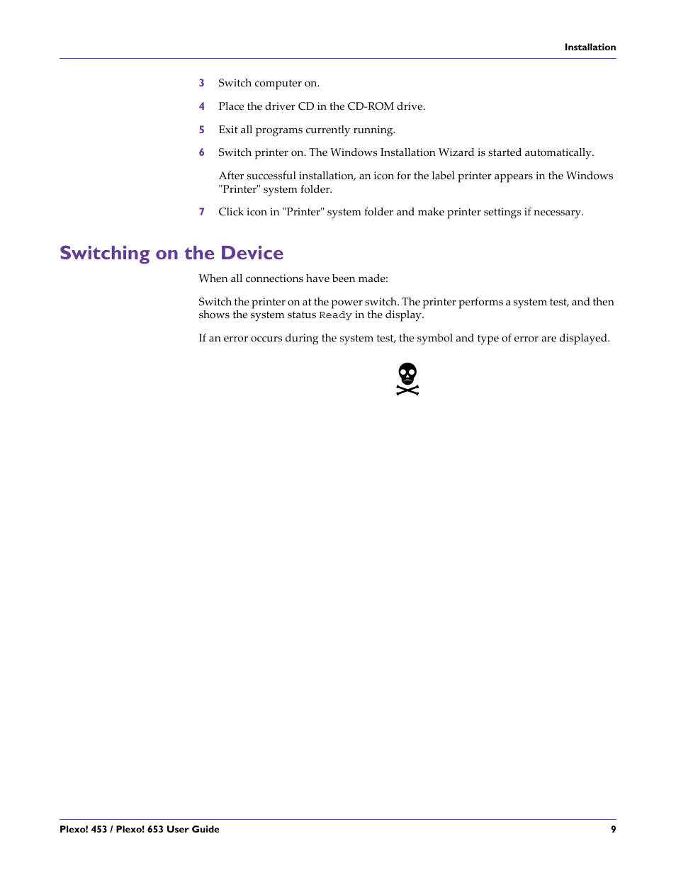 Switching on the device | QuickLabel Plexo! 653 User Manual | Page 21 / 121
