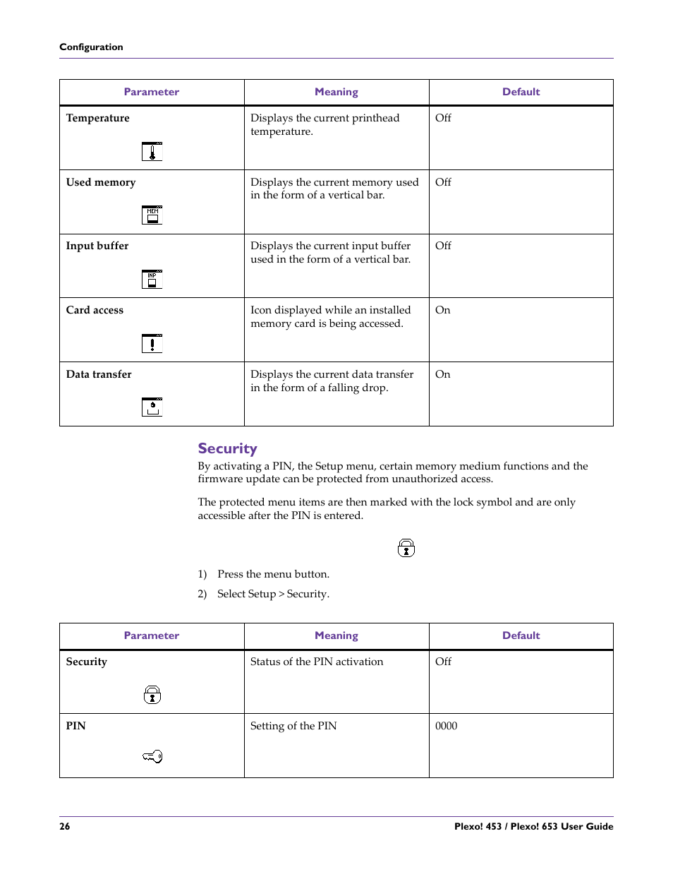 Security | QuickLabel Plexo! 653 User Manual | Page 38 / 121