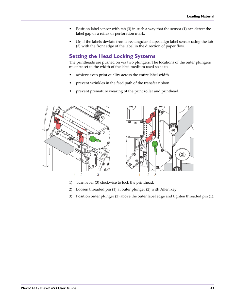 Setting the head locking systems | QuickLabel Plexo! 653 User Manual | Page 55 / 121