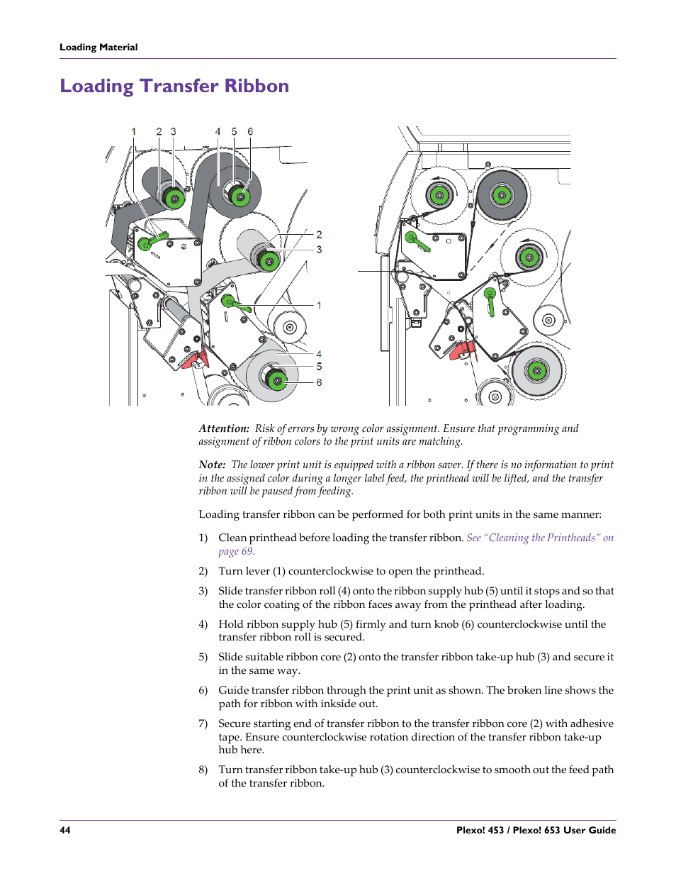 Loading transfer ribbon | QuickLabel Plexo! 653 User Manual | Page 56 / 121