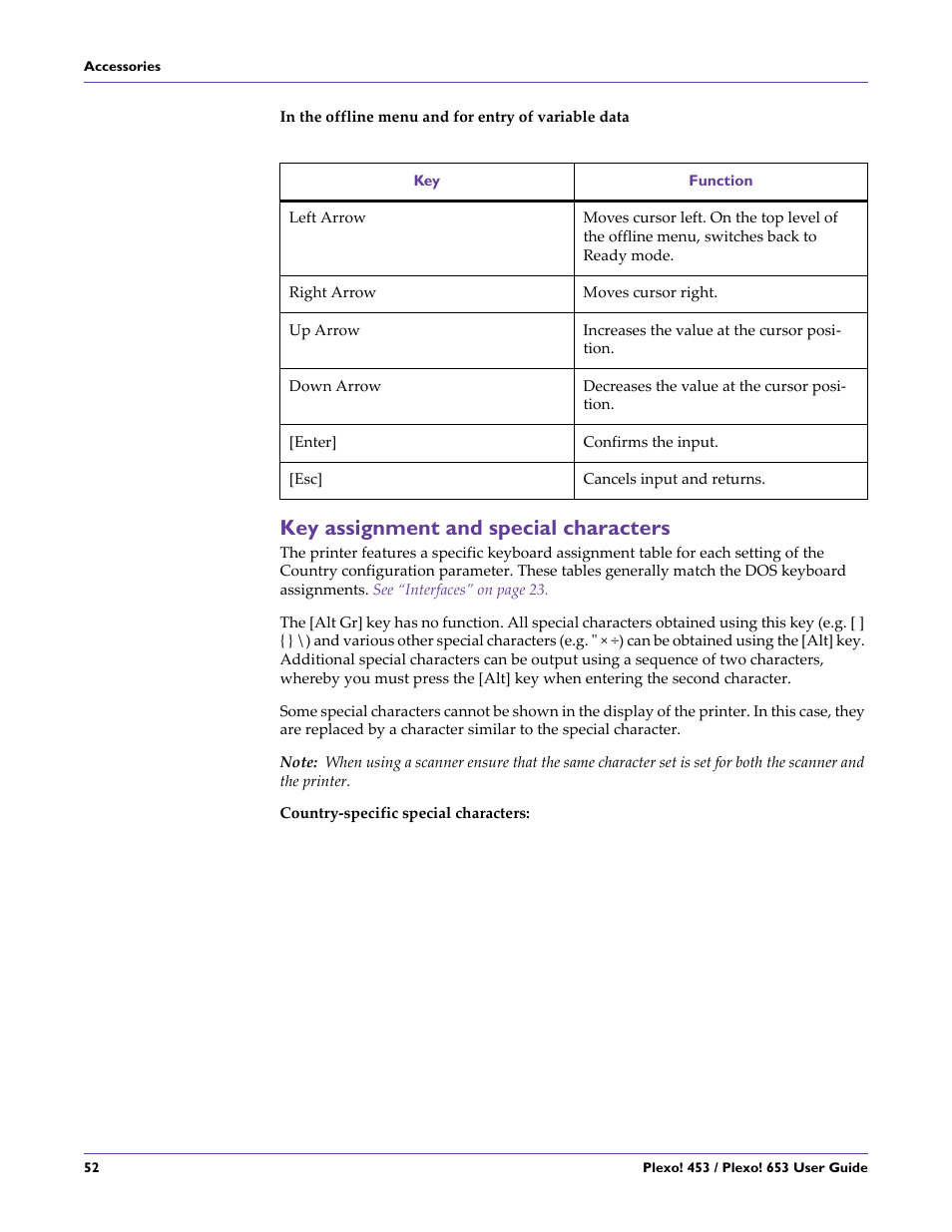 Key assignment and special characters | QuickLabel Plexo! 653 User Manual | Page 64 / 121