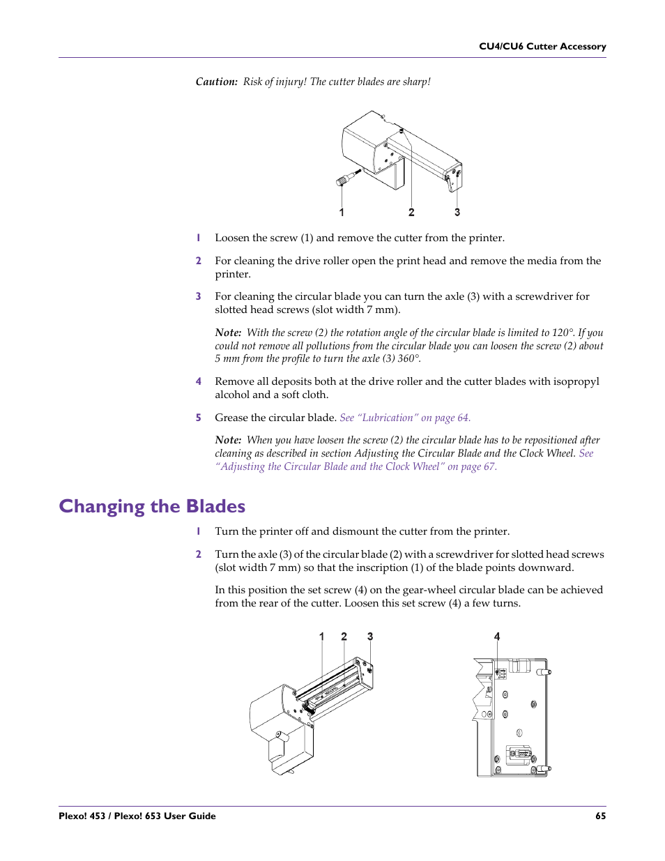 Changing the blades | QuickLabel Plexo! 653 User Manual | Page 77 / 121