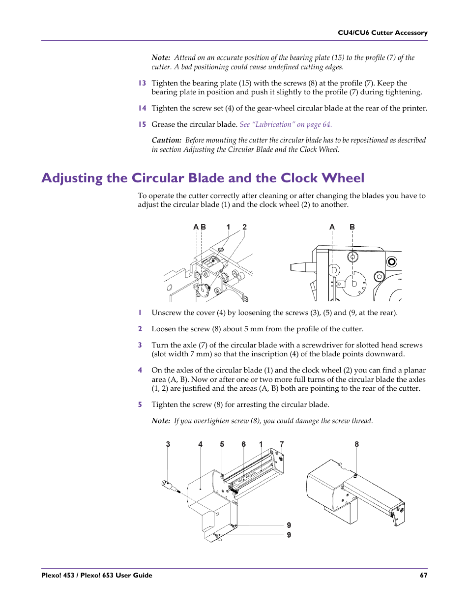 Adjusting the circular blade and the clock wheel | QuickLabel Plexo! 653 User Manual | Page 79 / 121