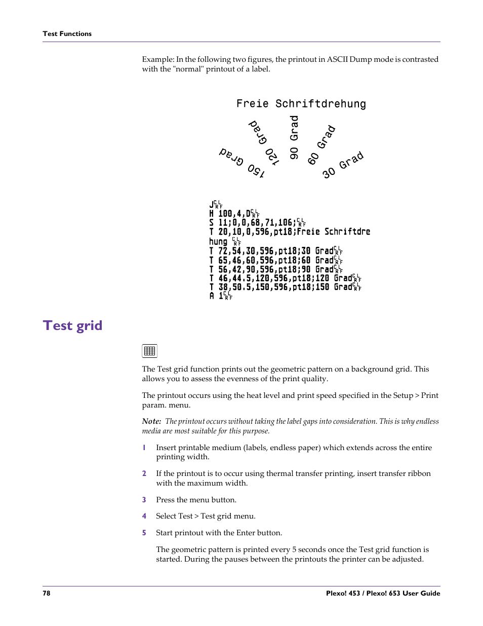 Test grid | QuickLabel Plexo! 653 User Manual | Page 90 / 121