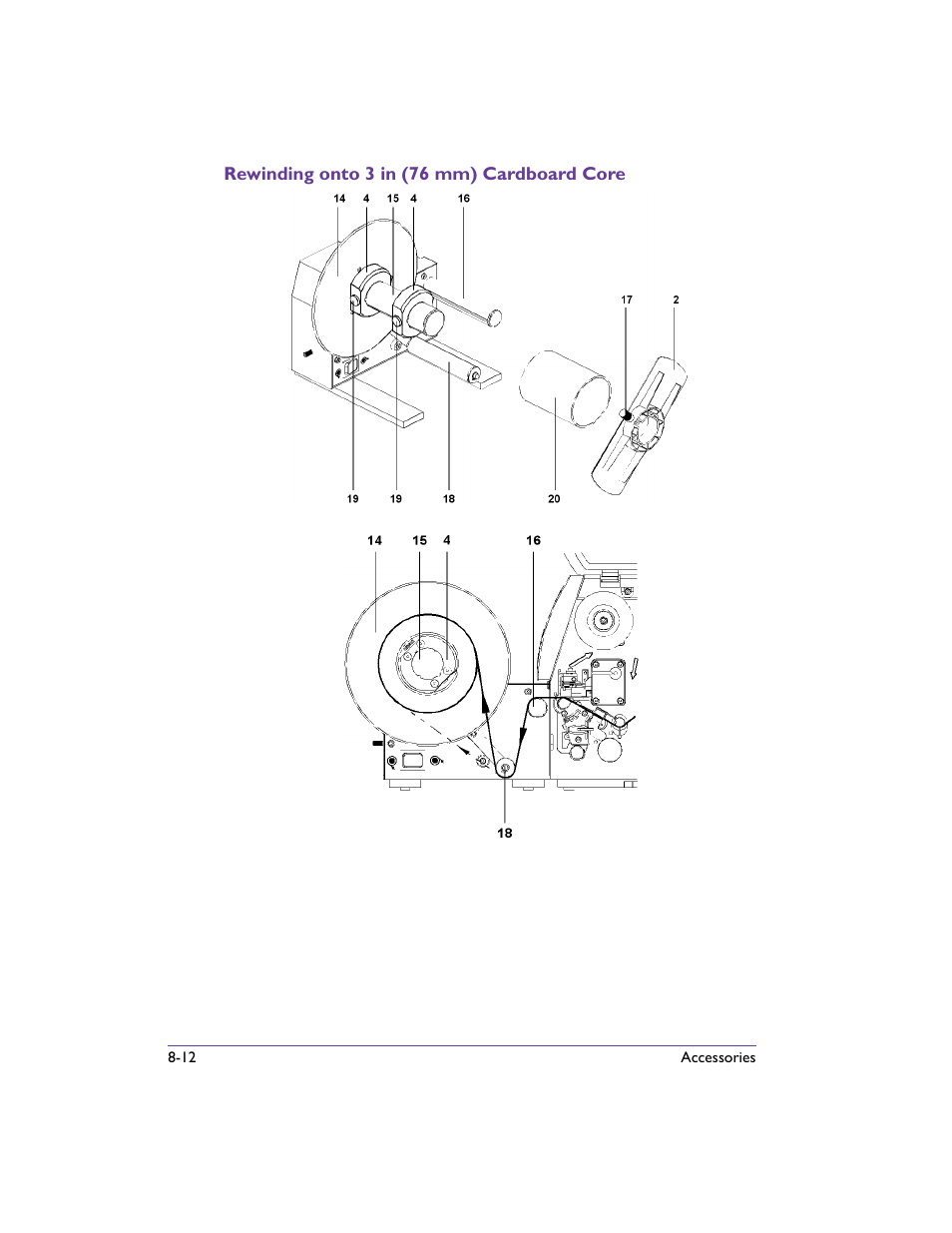 Rewinding onto 3 in (76 mm) cardboard core, Rewinding onto 3 in (76 mm) cardboard core -12 | QuickLabel 482 Pronto! User Manual | Page 102 / 256