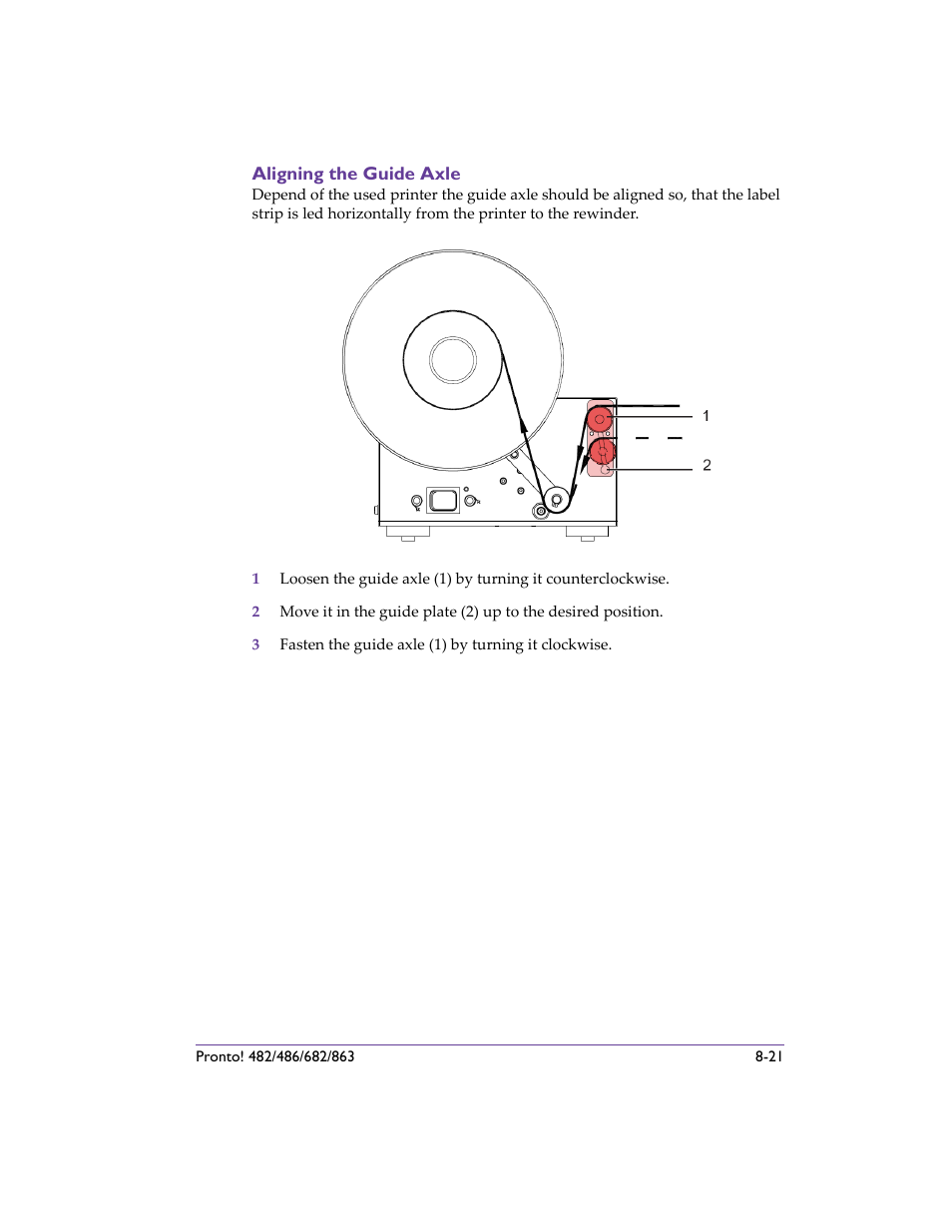 Aligning the guide axle, Aligning the guide axle -21 | QuickLabel 482 Pronto! User Manual | Page 111 / 256