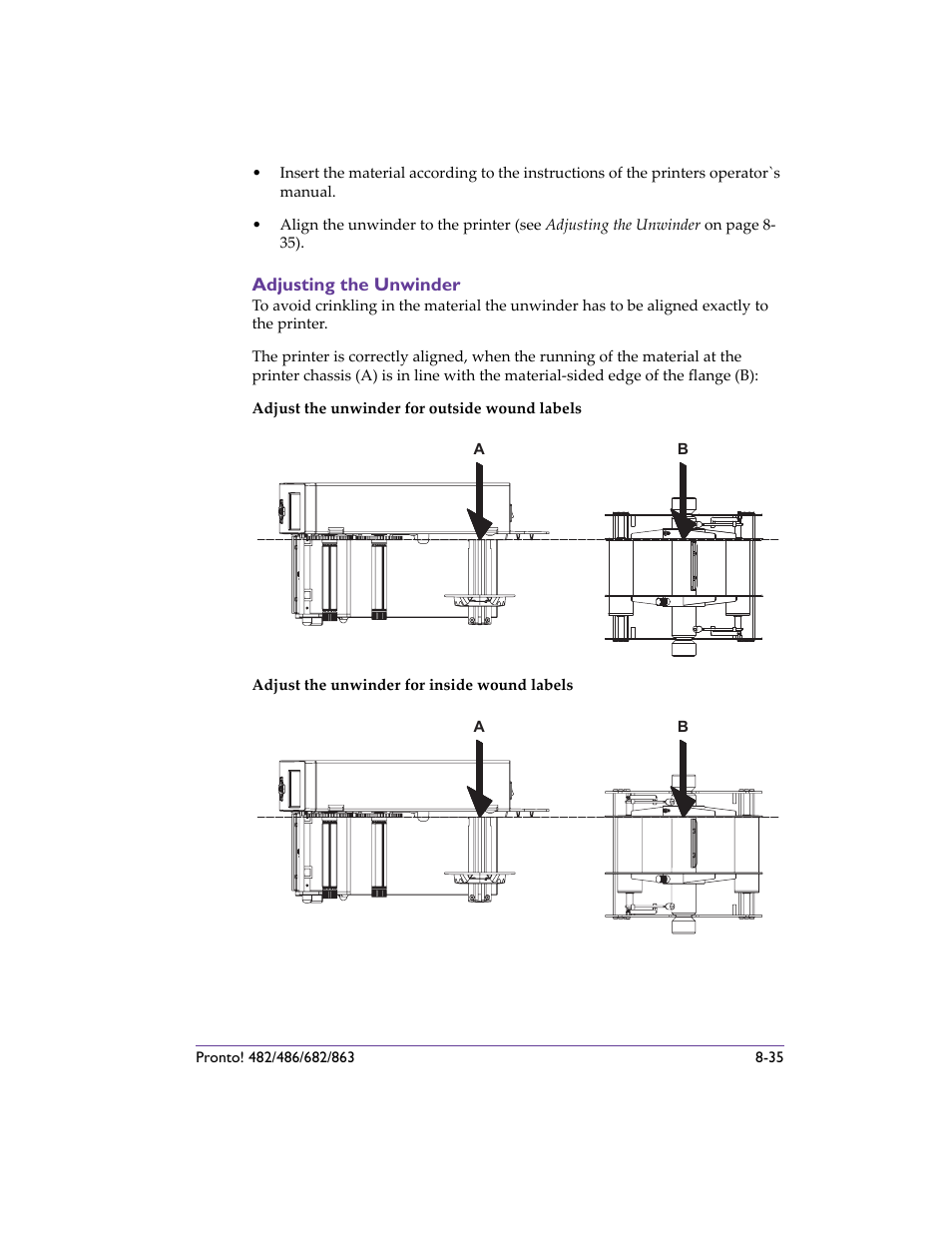 Adjusting the unwinder, Adjusting the unwinder -35 | QuickLabel 482 Pronto! User Manual | Page 125 / 256