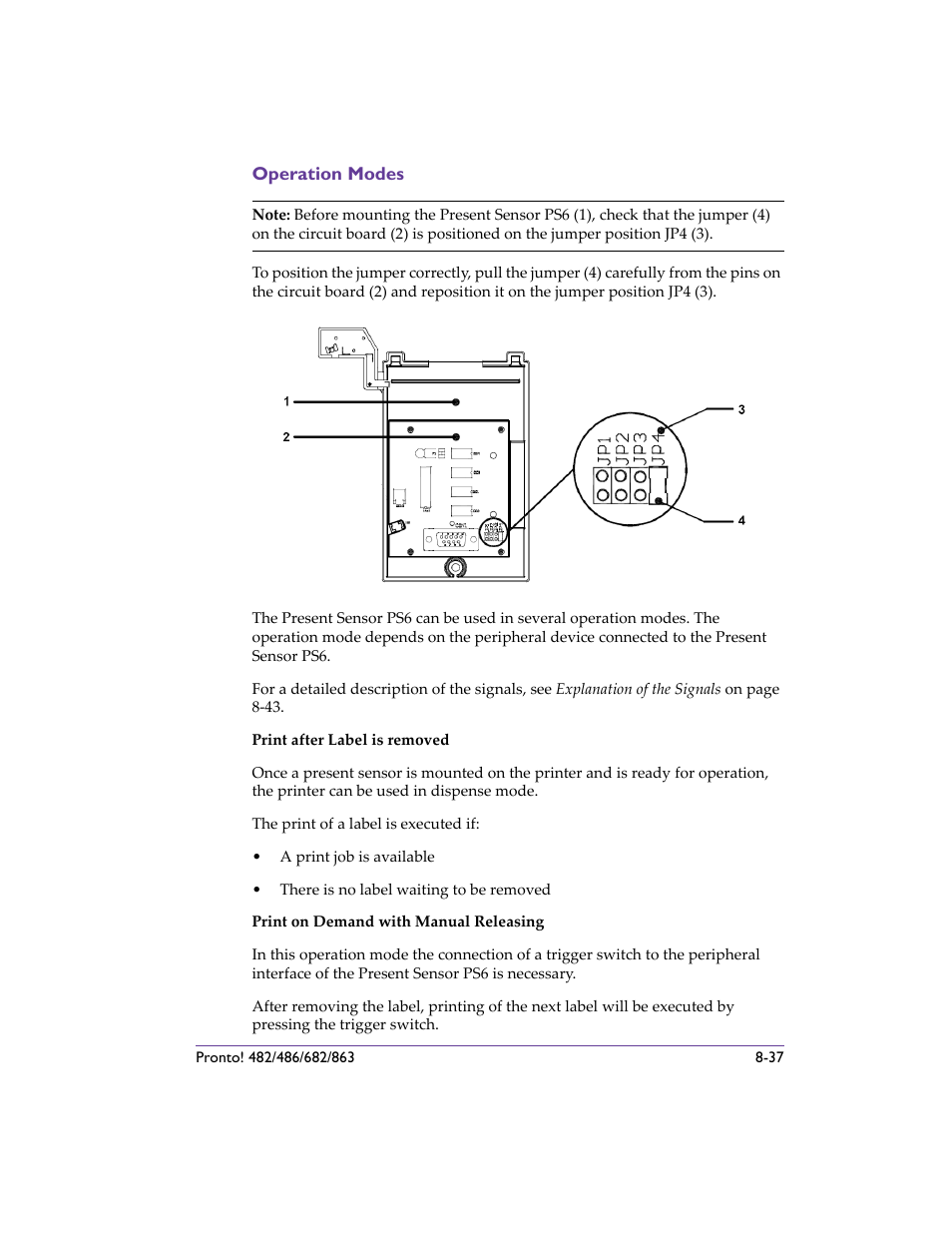 Operation modes, Operation modes -37 | QuickLabel 482 Pronto! User Manual | Page 127 / 256