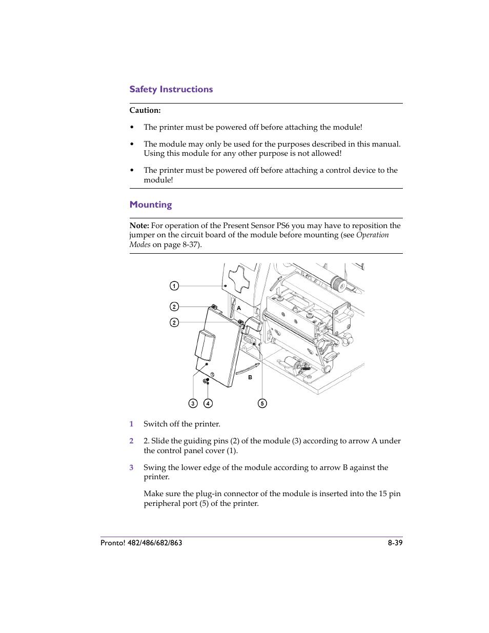Safety instructions, Mounting, Safety instructions -39 | Mounting -39 | QuickLabel 482 Pronto! User Manual | Page 129 / 256