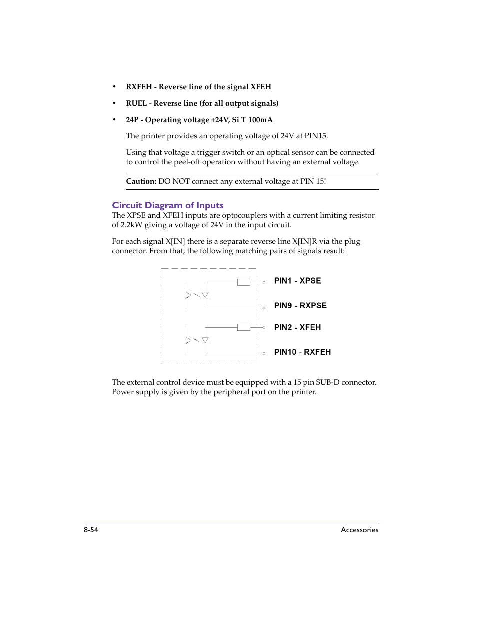 Circuit diagram of inputs, Circuit diagram of inputs -54 | QuickLabel 482 Pronto! User Manual | Page 144 / 256