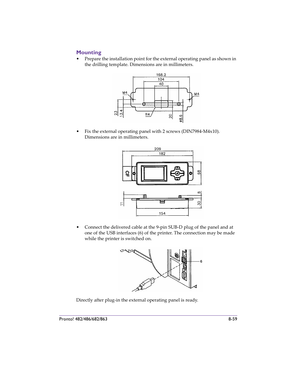 Mounting, Mounting -59 | QuickLabel 482 Pronto! User Manual | Page 149 / 256
