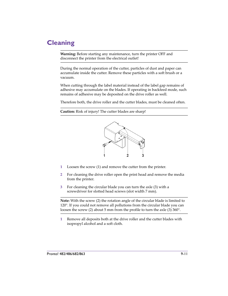 Cleaning, Cleaning -11 | QuickLabel 482 Pronto! User Manual | Page 163 / 256