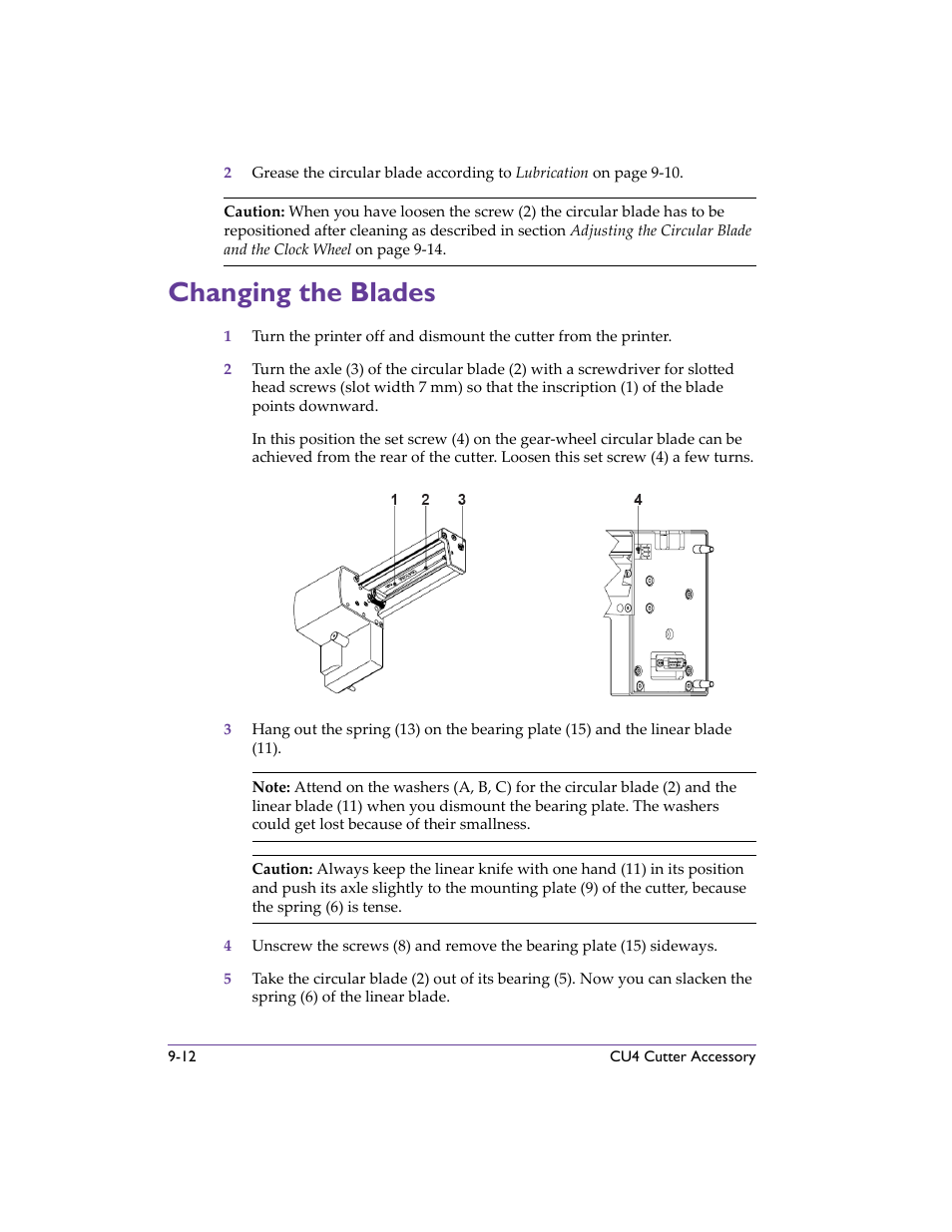 Changing the blades, Changing the blades -12 | QuickLabel 482 Pronto! User Manual | Page 164 / 256