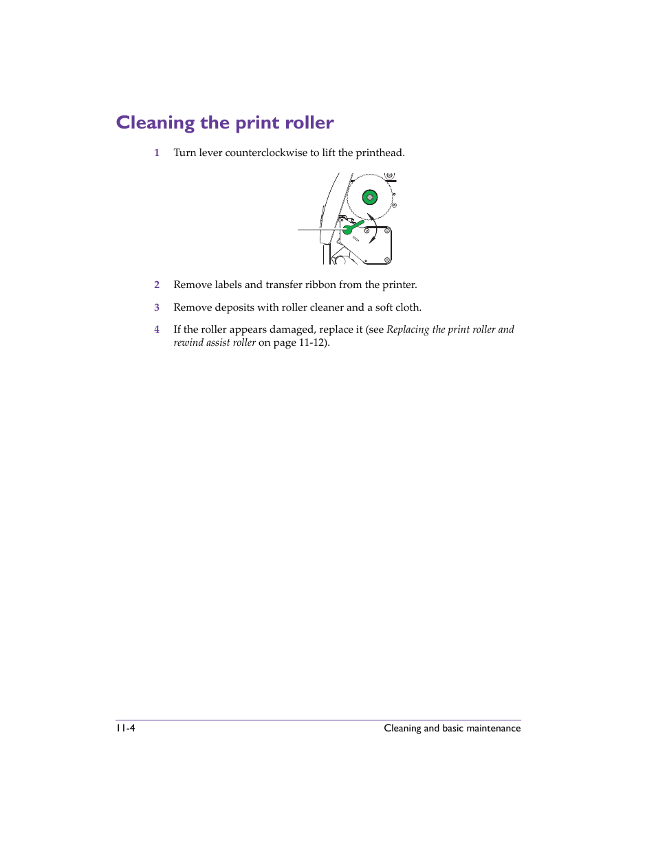 Cleaning the print roller, Cleaning the print roller -4 | QuickLabel 482 Pronto! User Manual | Page 188 / 256