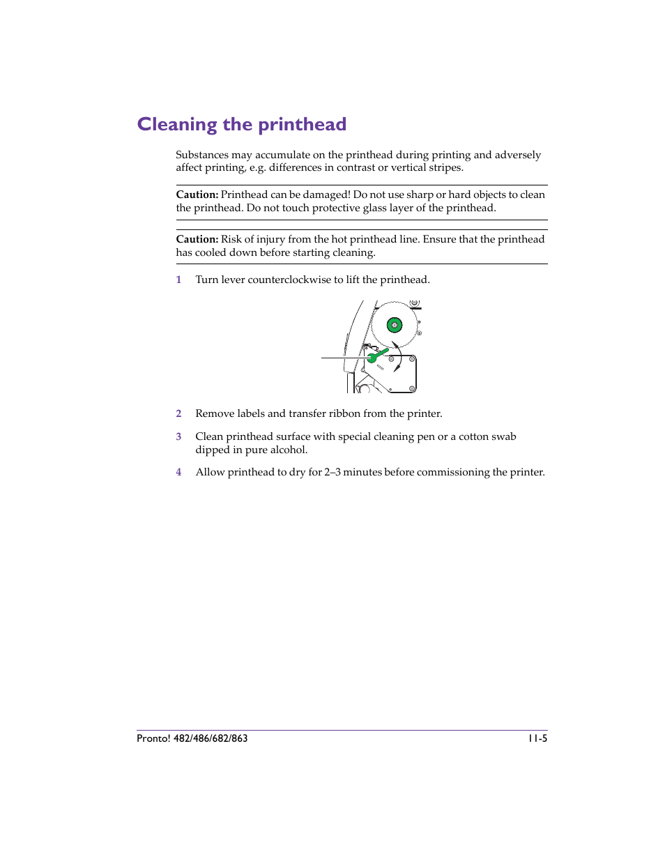 Cleaning the printhead, Cleaning the printhead -5, Cleaning the printhead - describ | QuickLabel 482 Pronto! User Manual | Page 189 / 256