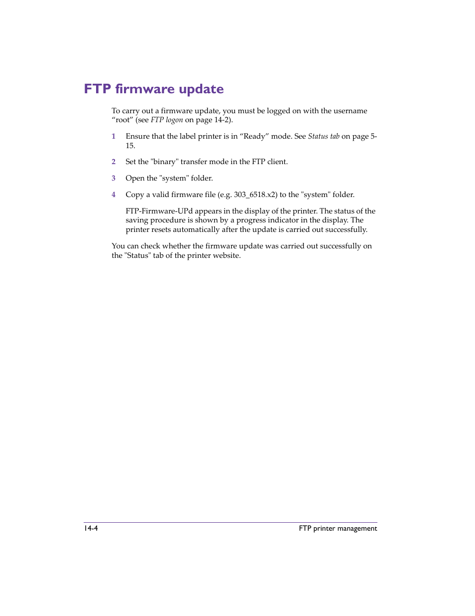 Ftp firmware update, Ftp firmware update -4, Ftp firmware update - describe | QuickLabel 482 Pronto! User Manual | Page 224 / 256