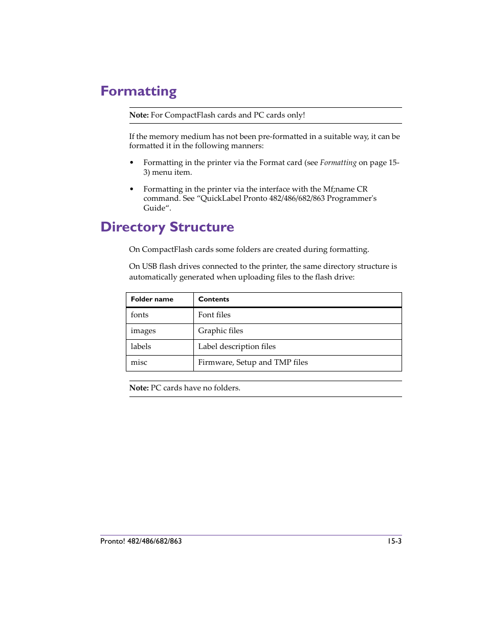 Formatting, Directory structure, Formatting -3 directory structure -3 | Directory structure - describe | QuickLabel 482 Pronto! User Manual | Page 227 / 256