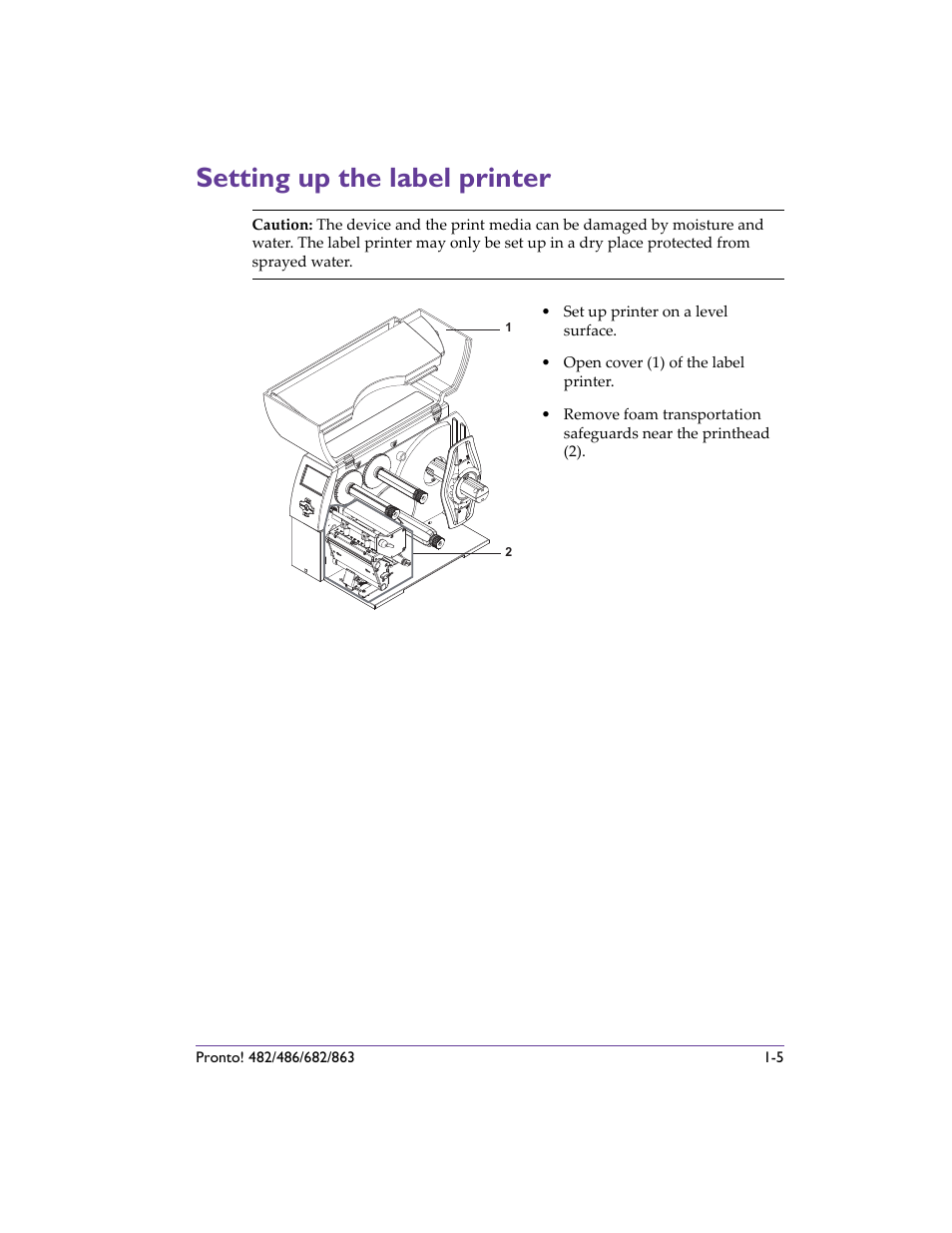 Setting up the label printer, Setting up the label printer -5, Setting up the label printer - describ | QuickLabel 482 Pronto! User Manual | Page 25 / 256
