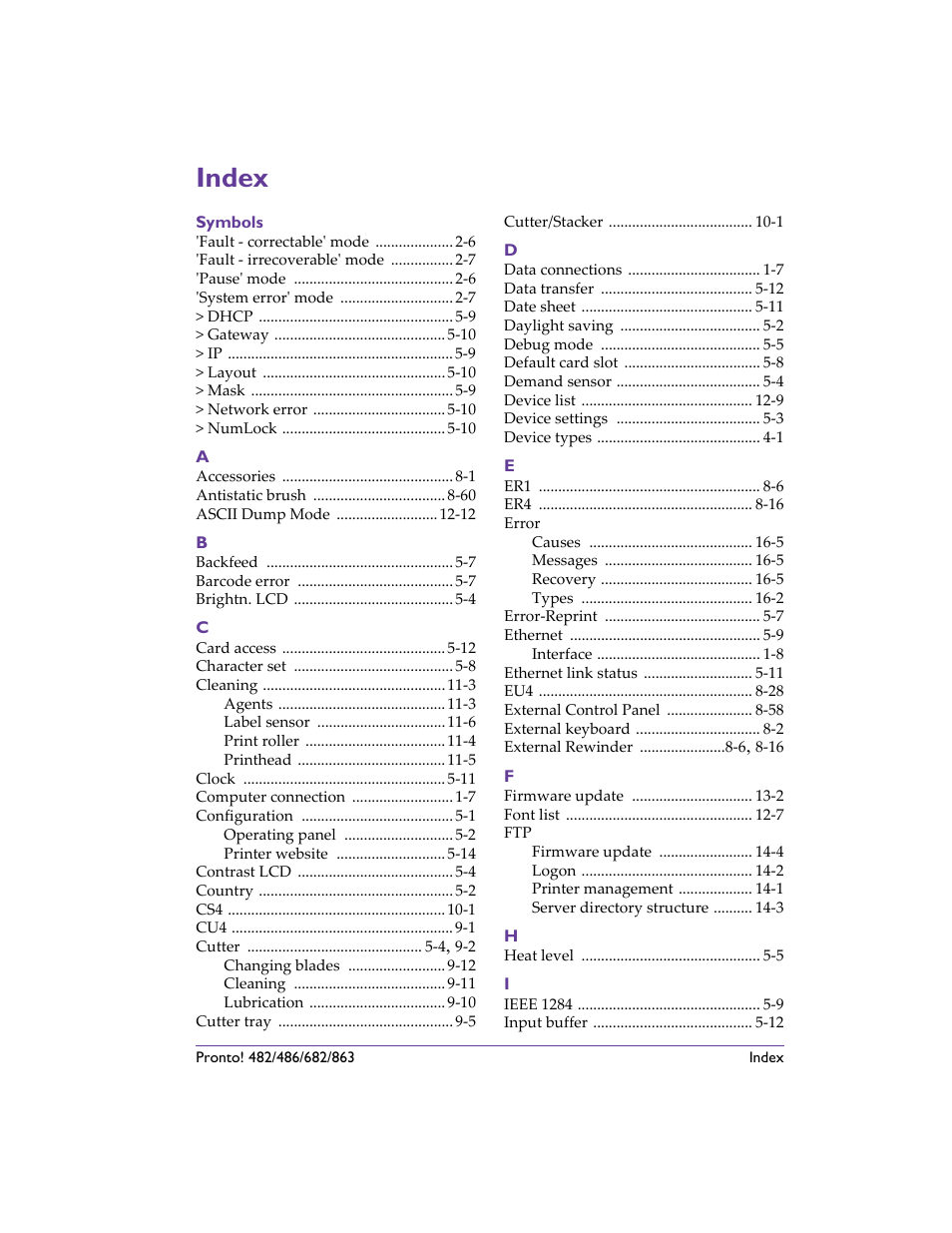 Index | QuickLabel 482 Pronto! User Manual | Page 253 / 256