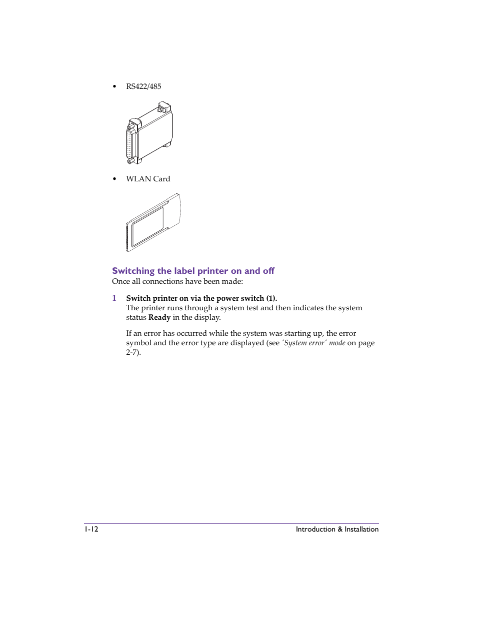 Switching the label printer on and off, Switching the label printer on and off -12 | QuickLabel 482 Pronto! User Manual | Page 32 / 256