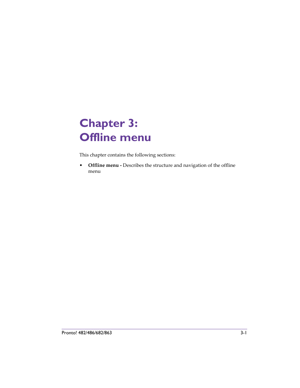 Chapter 3: offline menu, Chapter 3: offline menu -1 | QuickLabel 482 Pronto! User Manual | Page 41 / 256