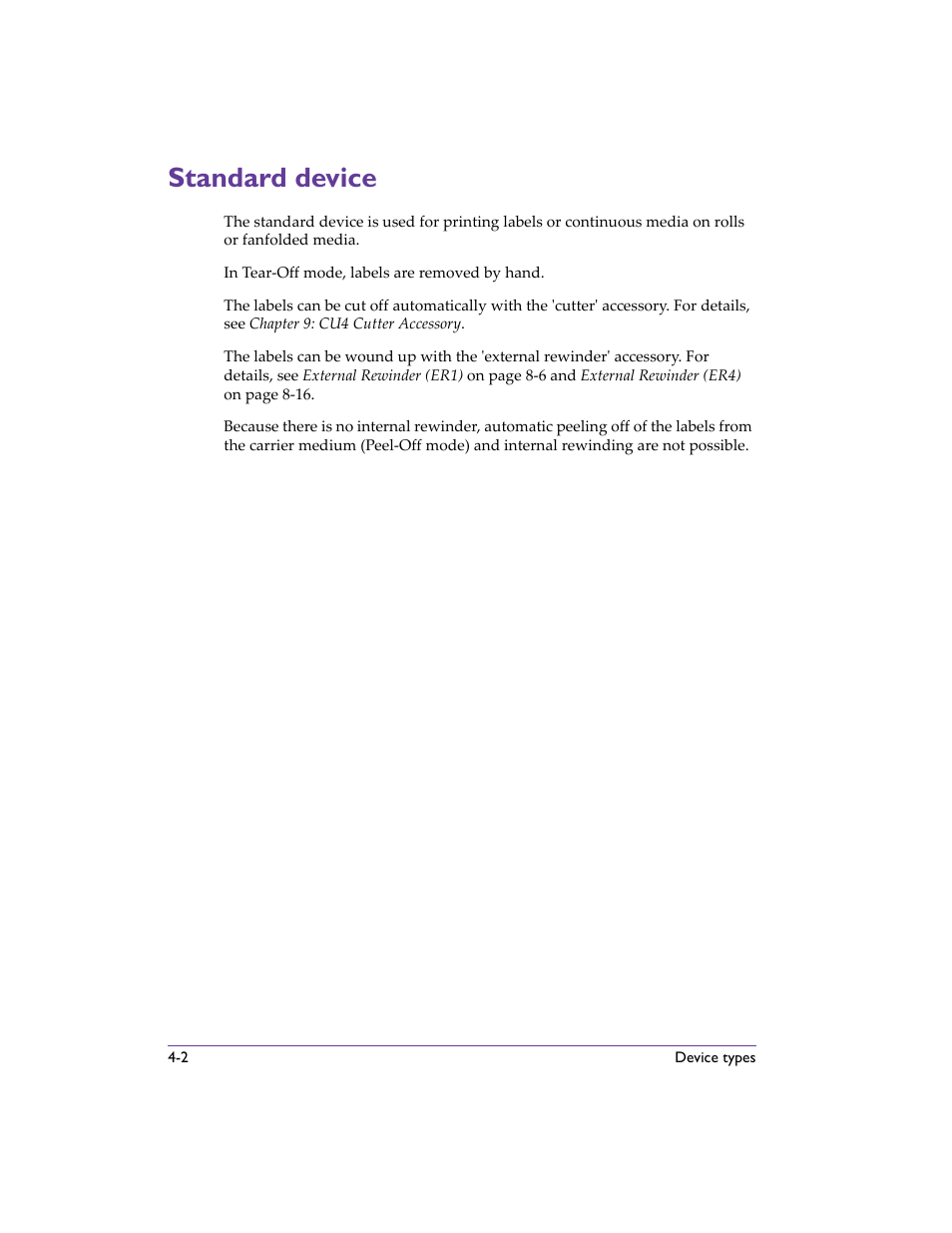 Standard device, Standard device -2 | QuickLabel 482 Pronto! User Manual | Page 48 / 256