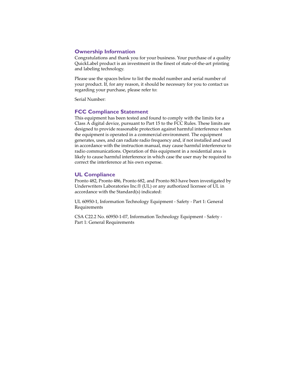 QuickLabel 482 Pronto! User Manual | Page 7 / 256