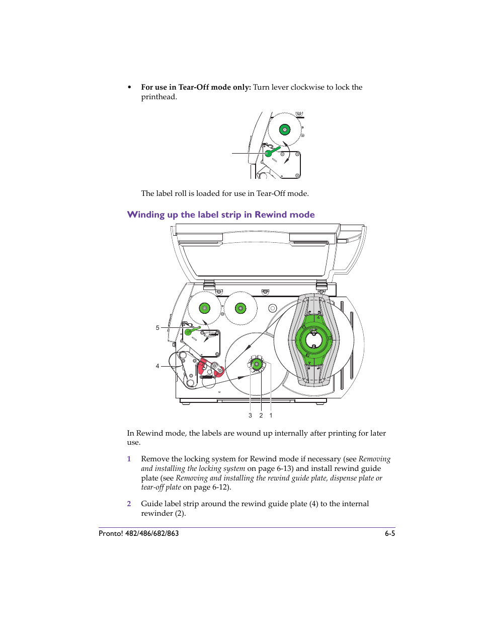 Winding up the label strip in rewind mode, Winding up the label strip in rewind mode -5 | QuickLabel 482 Pronto! User Manual | Page 79 / 256