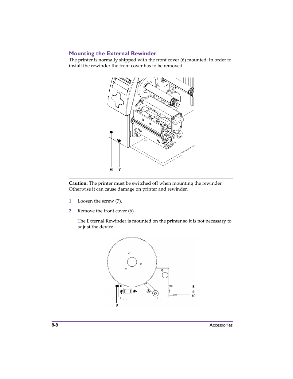 Mounting the external rewinder, Mounting the external rewinder -8 | QuickLabel 482 Pronto! User Manual | Page 98 / 256