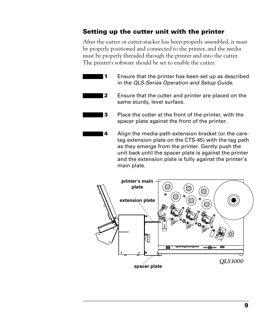 Setting up the cutter unit with the printer | QuickLabel CU-30 User Manual | Page 13 / 31