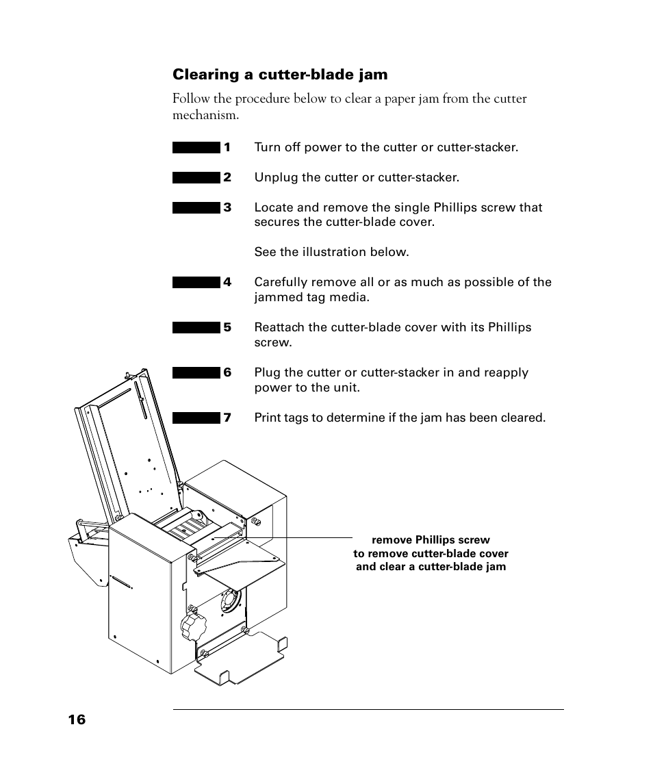Clearing a cutter-blade jam | QuickLabel CU-30 User Manual | Page 20 / 31