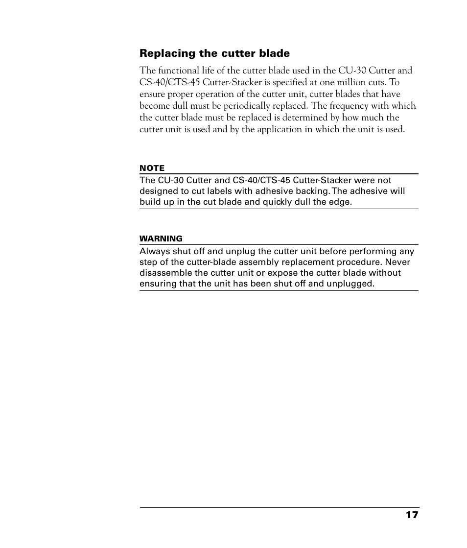 Replacing the cutter blade | QuickLabel CU-30 User Manual | Page 21 / 31