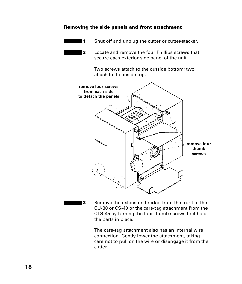 Removing the side panels and front attachment | QuickLabel CU-30 User Manual | Page 22 / 31