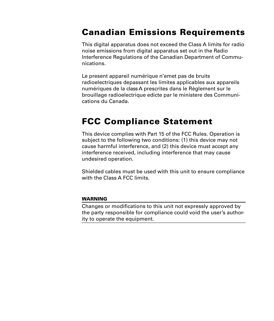 Canadian emissions requirements, Fcc compliance statement | QuickLabel CU-30 User Manual | Page 3 / 31