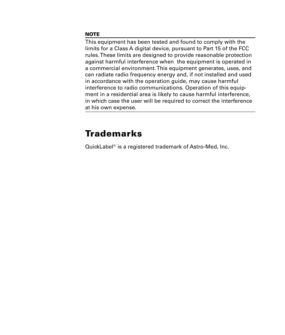 Trademarks | QuickLabel CU-30 User Manual | Page 4 / 31