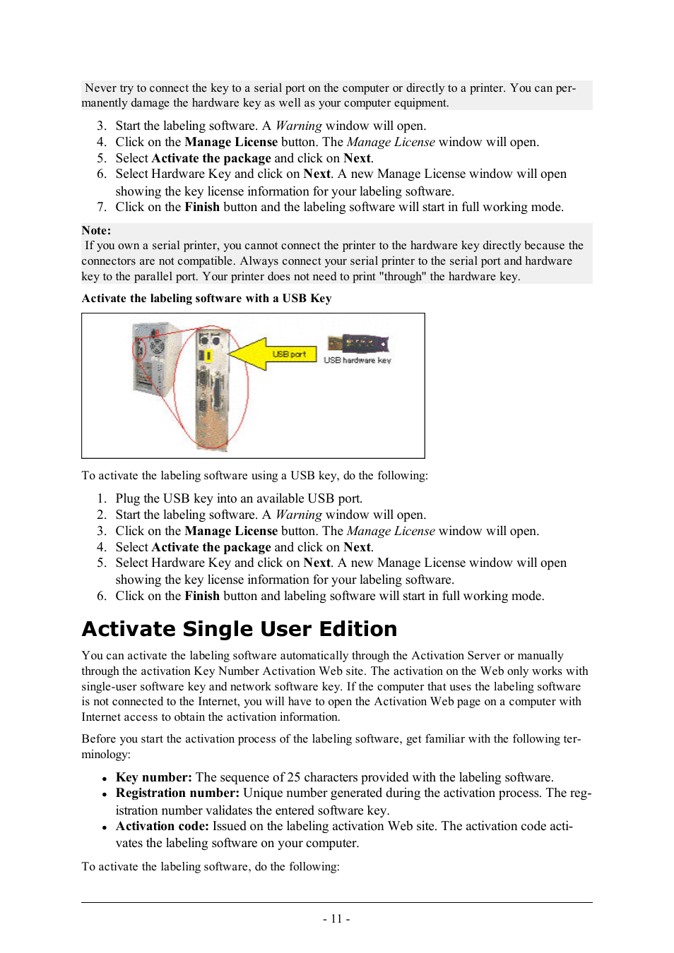 Activate single user edition | QuickLabel Designer Express User Manual | Page 11 / 93