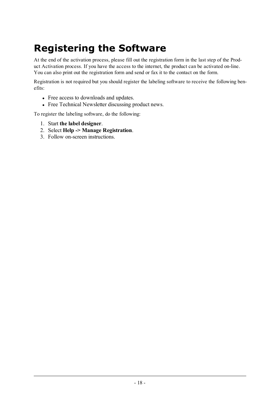 Registering the software | QuickLabel Designer Express User Manual | Page 18 / 93