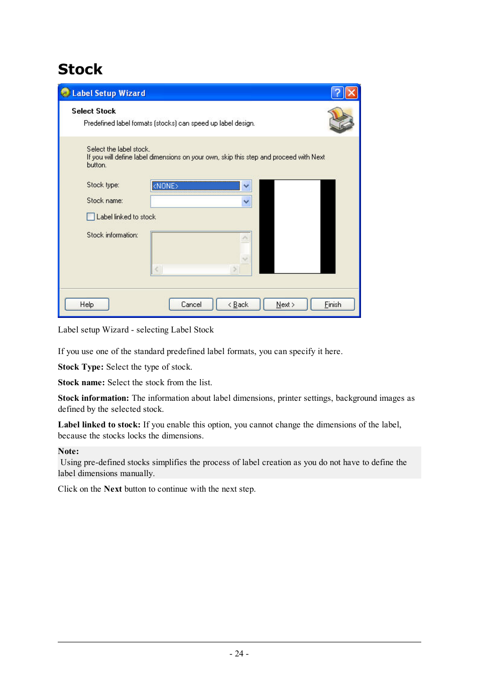 Stock | QuickLabel Designer Express User Manual | Page 24 / 93