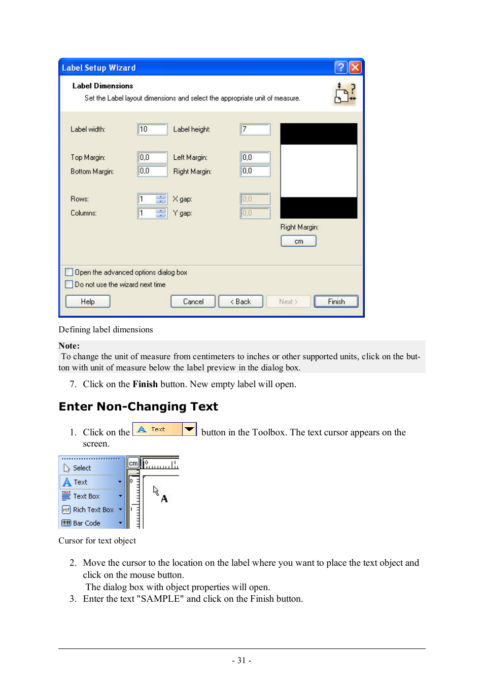 Enter non-changing text | QuickLabel Designer Express User Manual | Page 31 / 93