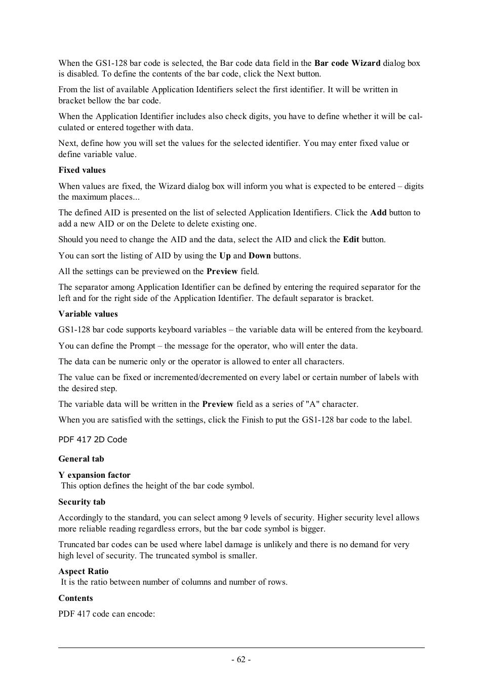 Pdf 417 2d code | QuickLabel Designer Express User Manual | Page 62 / 93