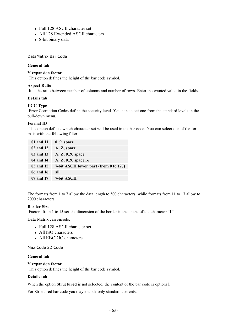 Datamatrix bar code, Maxicode 2d code | QuickLabel Designer Express User Manual | Page 63 / 93