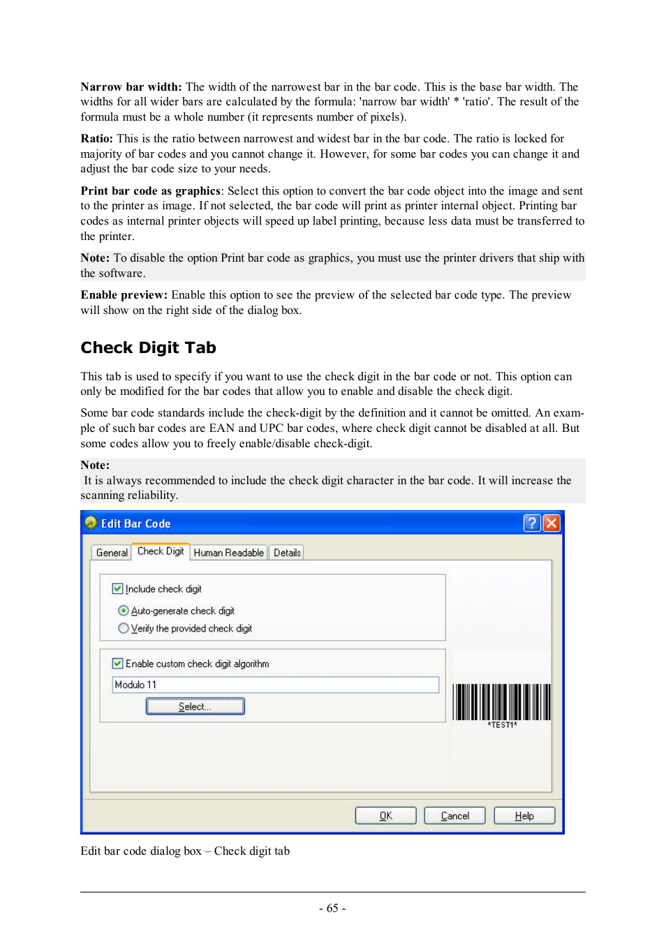 Check digit tab | QuickLabel Designer Express User Manual | Page 65 / 93