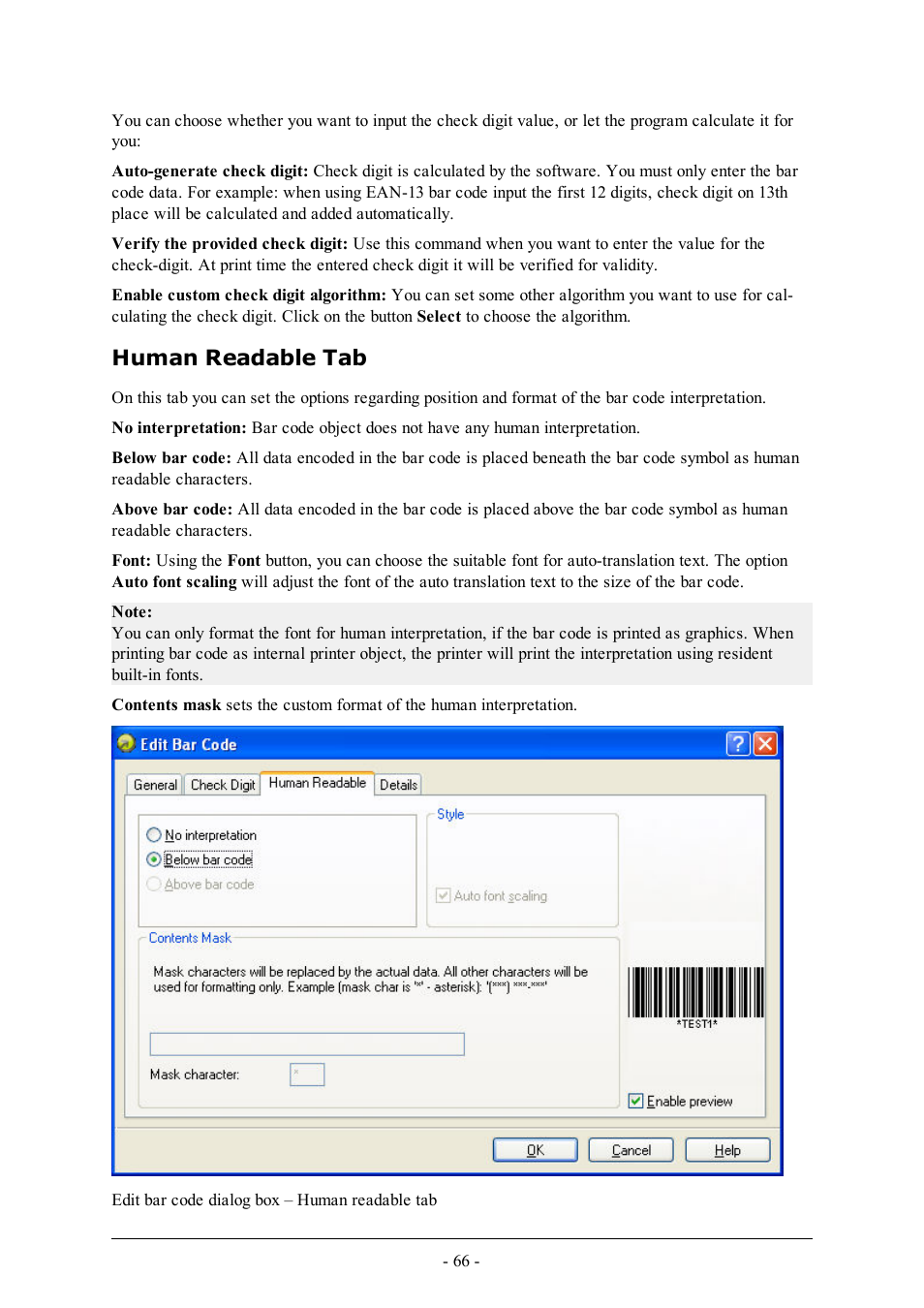 Human readable tab | QuickLabel Designer Express User Manual | Page 66 / 93