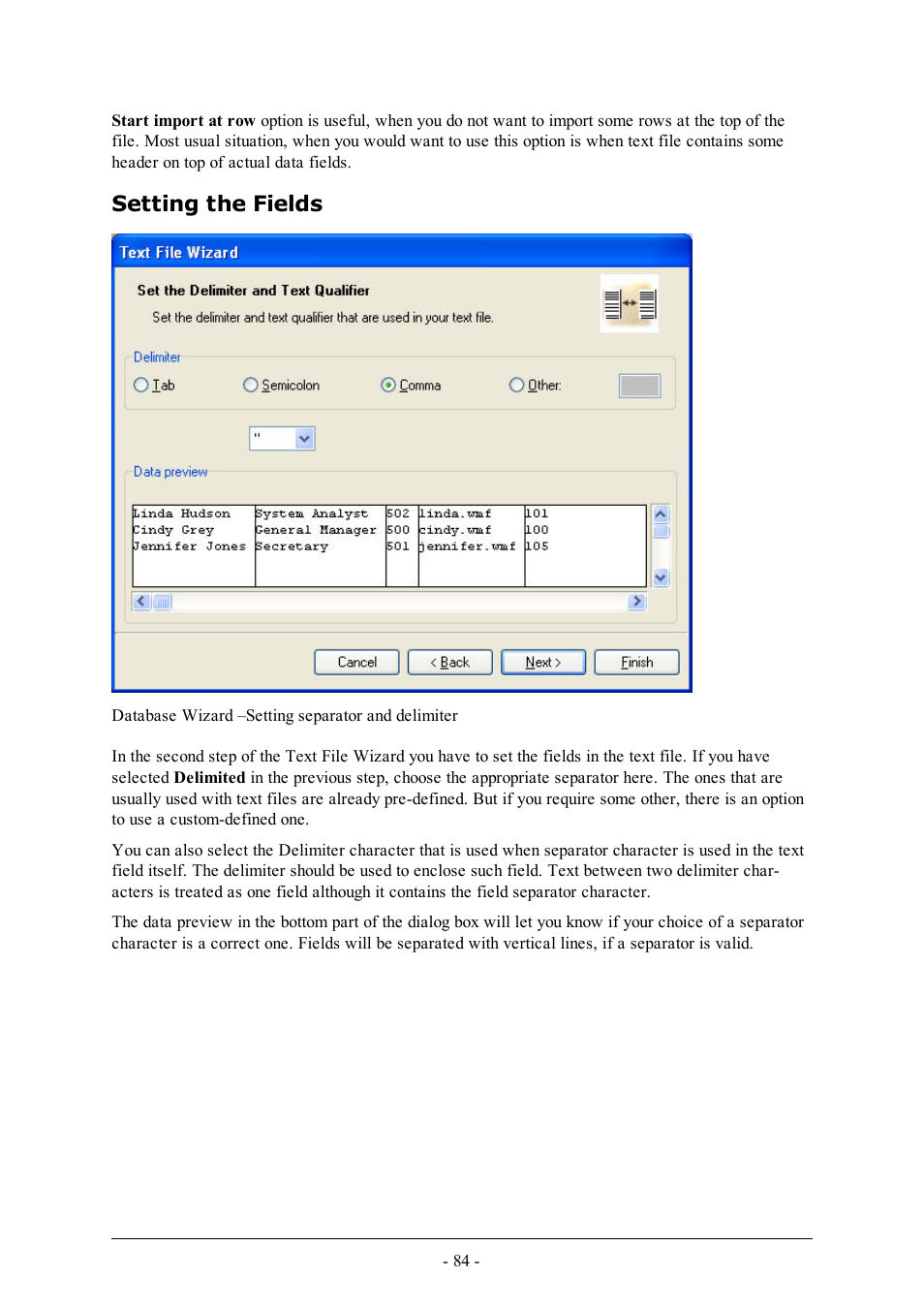 Setting the fields | QuickLabel Designer Express User Manual | Page 84 / 93