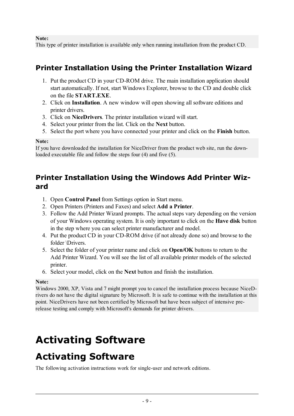 Activating software | QuickLabel Designer Express User Manual | Page 9 / 93