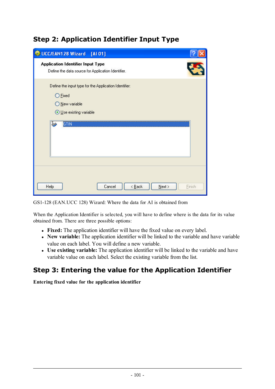 Step 2: application identifier input type | QuickLabel Designer Pro User Manual | Page 101 / 194