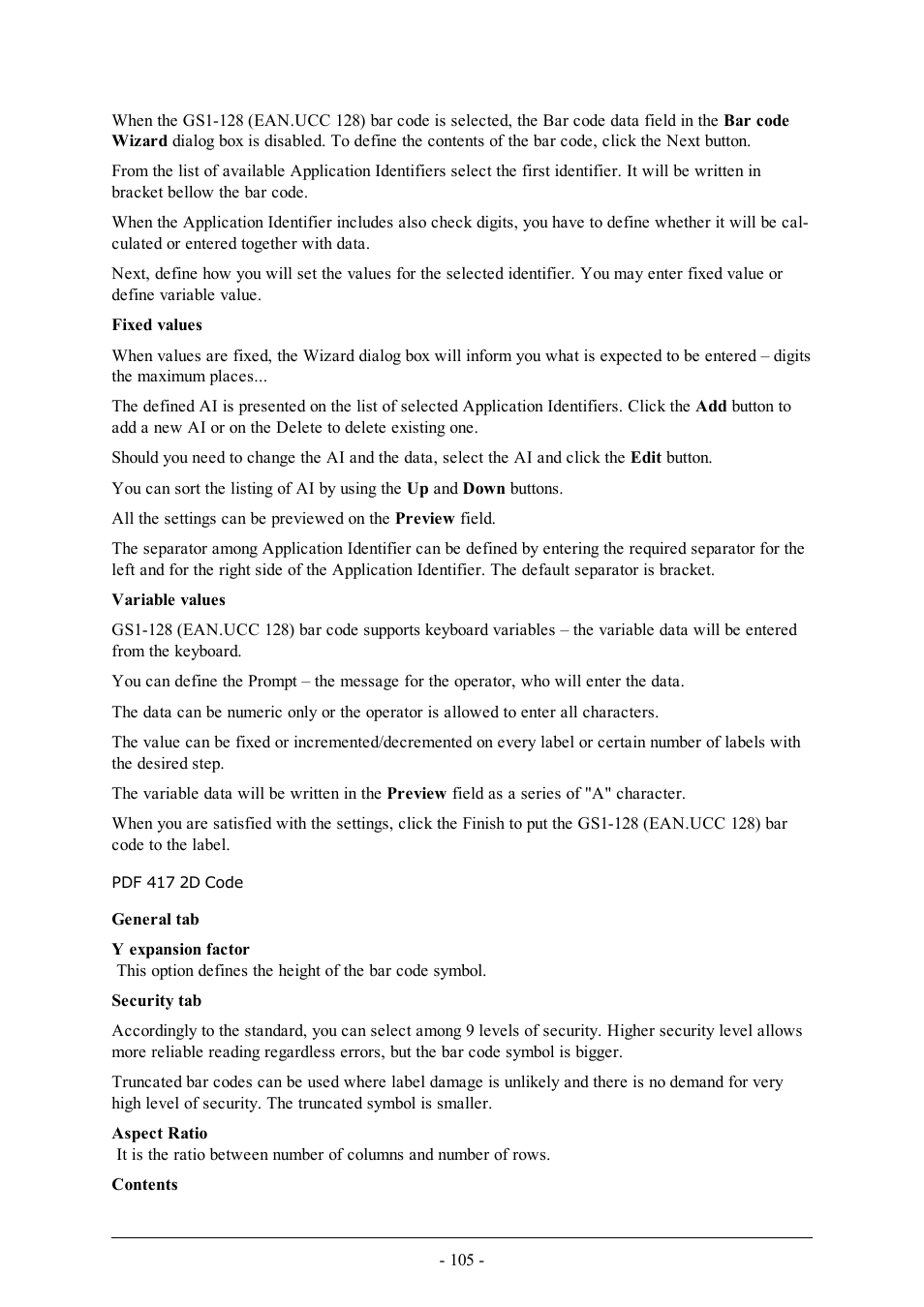 Pdf 417 2d code | QuickLabel Designer Pro User Manual | Page 105 / 194