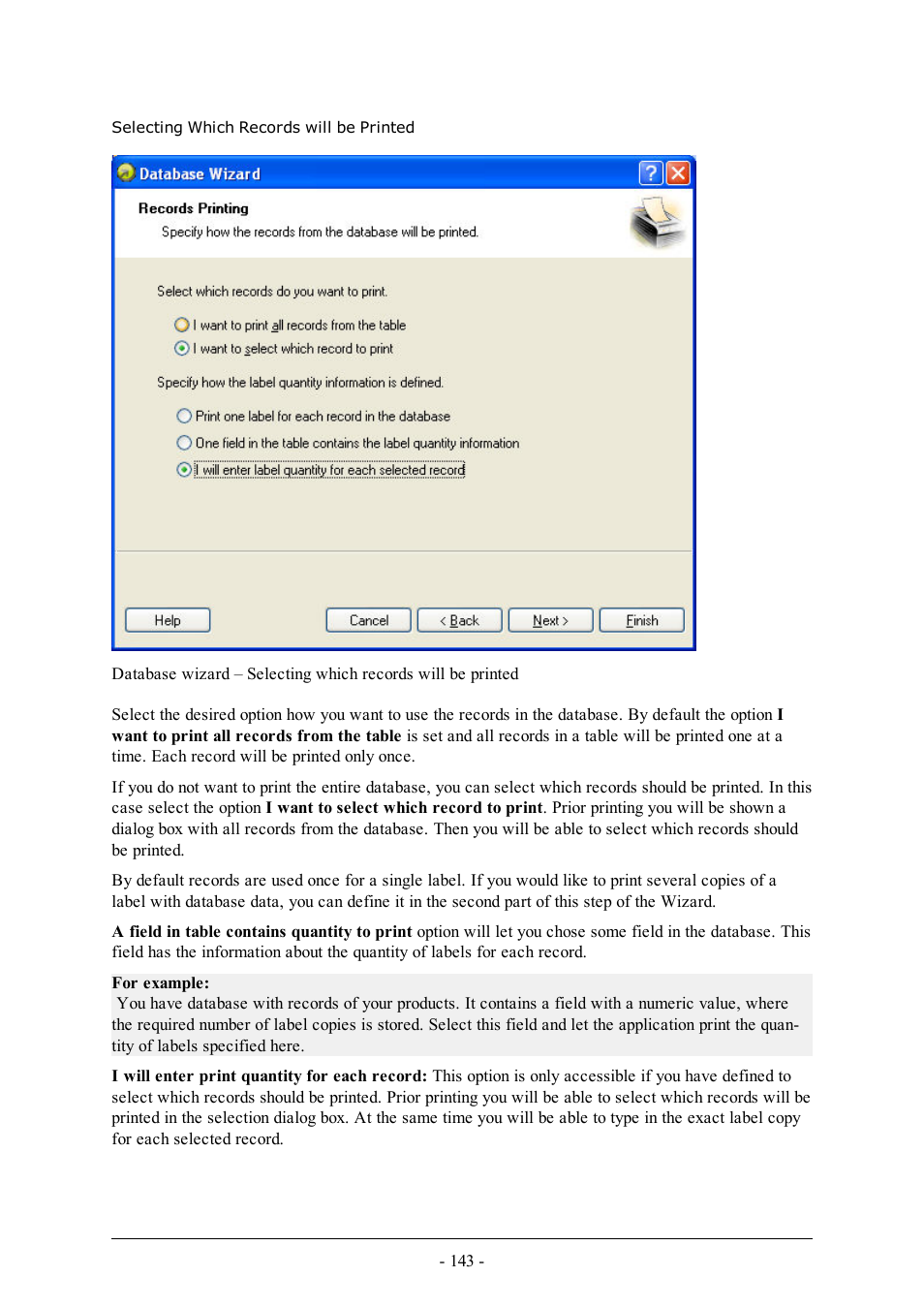 Selecting which records will be printed | QuickLabel Designer Pro User Manual | Page 143 / 194